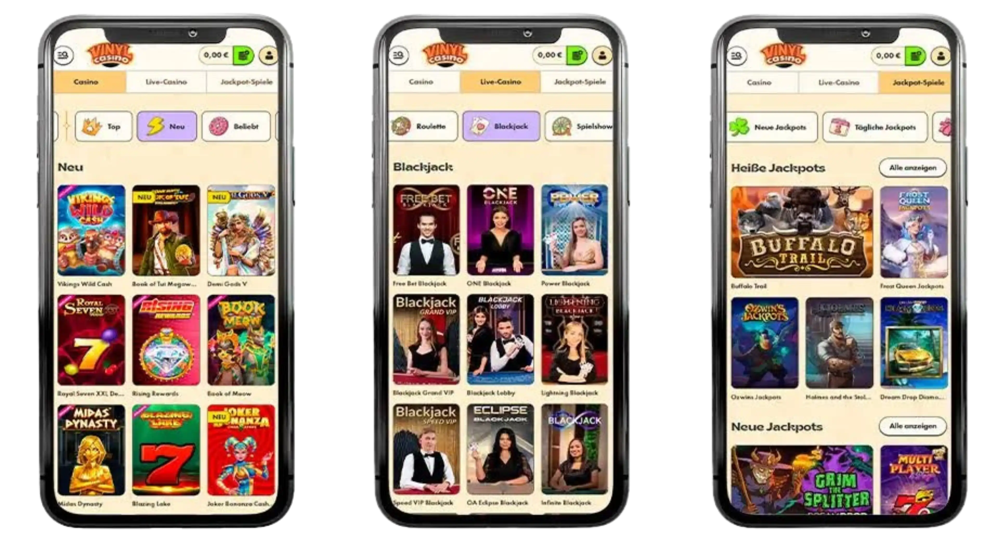 Capture d'écran de l'app Vinyl Casino